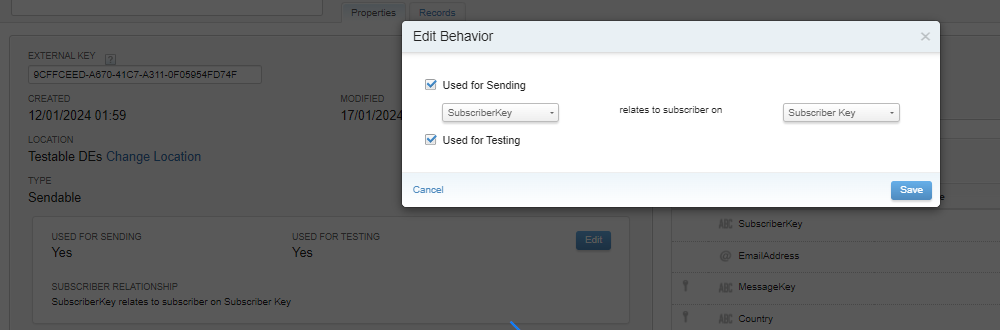 Salesforce Marketing Cloud - Testable and sendable data extension settings